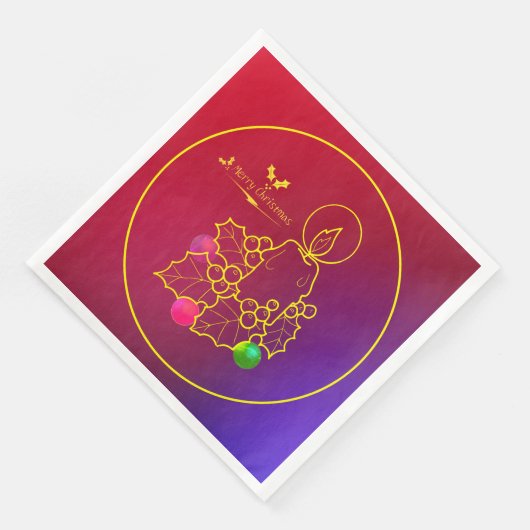 Weihnachtskandle Holly Line Zeichnend Red & Blue Serviette (Ecke)