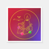 Weihnachtskandle Holly Line Zeichnend Red & Blue Serviette (Vorderseite)