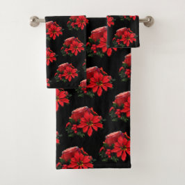 Weihnachtskandle, Holly und Poinsettia Badhandtuch Set