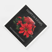 Weihnachtskandle, Holly und Poinsettia Serviette (Ecke)