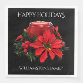 Weihnachtskandle, Holly und Poinsettia Serviette (Vorderseite)