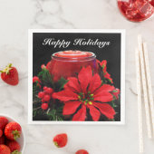 Weihnachtskandle, Holly und Poinsettia Serviette (Beispiel)