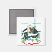 Weihnachtskandle Skunk Wrapped Niedlich Holiday Magnet (Vorderseite/Rückseite)