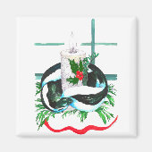 Weihnachtskandle Skunk Wrapped Niedlich Holiday Magnet (Vorne)