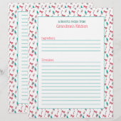 Weihnachtskandy Cane Muster Rezept Papier (Vorne/Hinten)