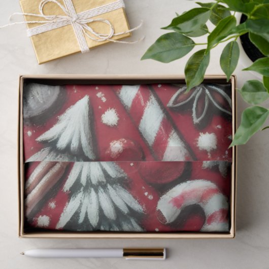 Weihnachtskandy Cane Tree präsentiert Red Decoupag Seidenpapier (Geschenk)