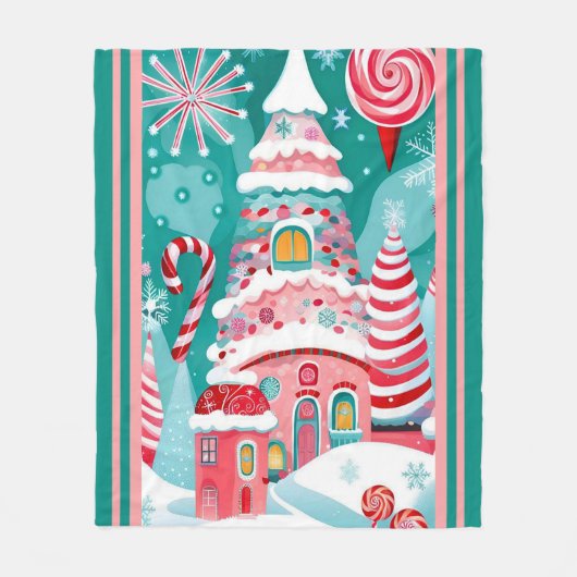 Weihnachtskandy House Fleecedecke (Vorderseite)
