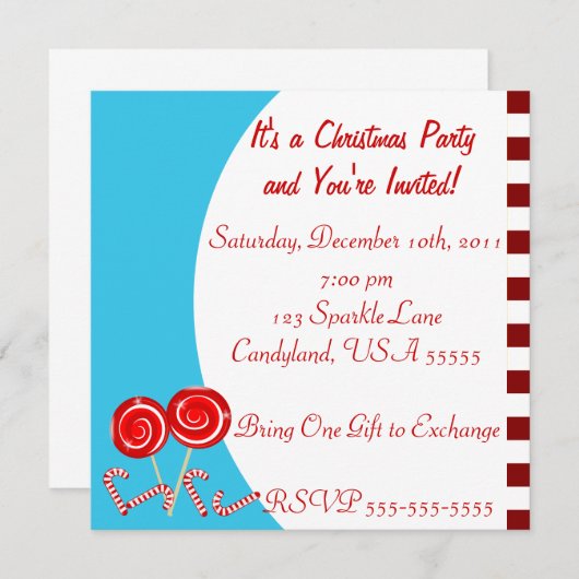 Weihnachtskandy-Party Einladung (Vorne/Hinten)