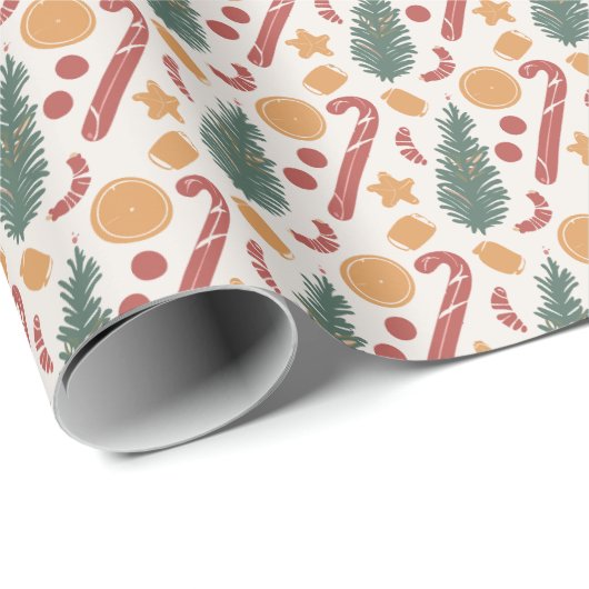 Weihnachtskandy Pattern Geschenkpapier (Rolleneckpunkt)
