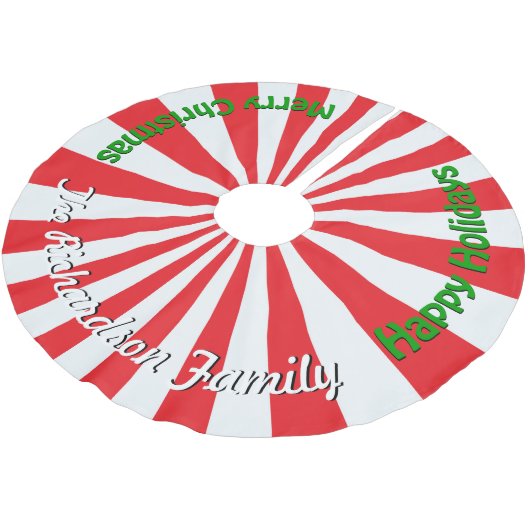 Weihnachtskandy PERSONALIZE FAMILIENNAME Tremor Polyester Weihnachtsbaumdecke (Schrägansicht)