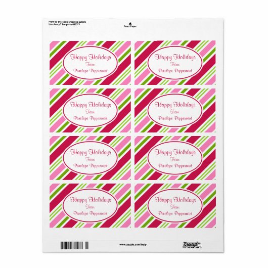 Weihnachtskandy Stripes Labels (Vorne)