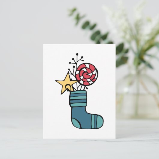 Weihnachtskandy-Strumpf Postkarte (Stehend Vorderseite)