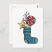 Weihnachtskandy-Strumpf Postkarte (Vorne/Hinten)