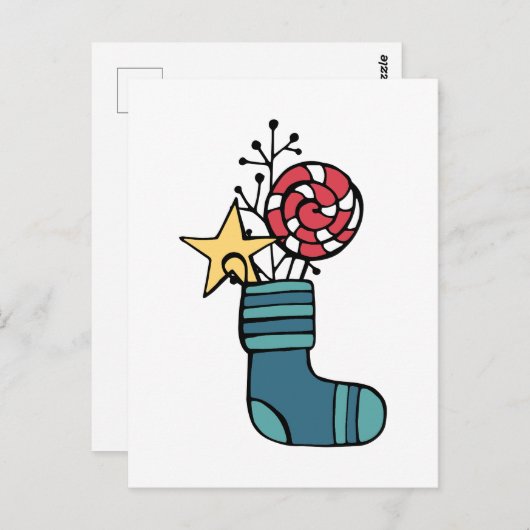 Weihnachtskandy-Strumpf Postkarte (Vorne/Hinten)