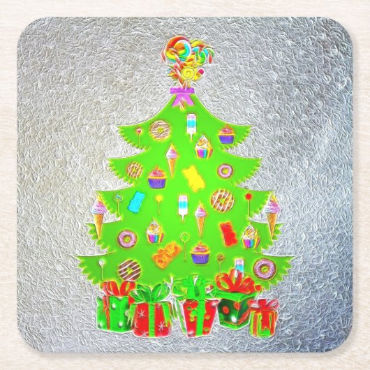 Weihnachtskandy Tree Rechteckiger Pappuntersetzer (Vorderseite)