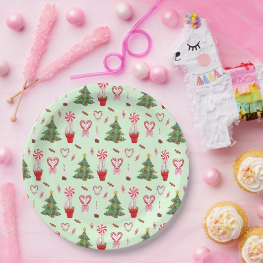 Weihnachtskandy Trees Pattern Pappteller (Party)