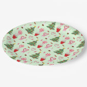 Weihnachtskandy Trees Pattern Pappteller (Schrägansicht)
