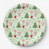 Weihnachtskandy Trees Pattern Pappteller (Vorderseite)