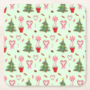 Weihnachtskandy Trees Pattern Rechteckiger Pappuntersetzer