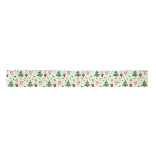 Weihnachtskandy Trees Pattern Satinband (Vorderseite)