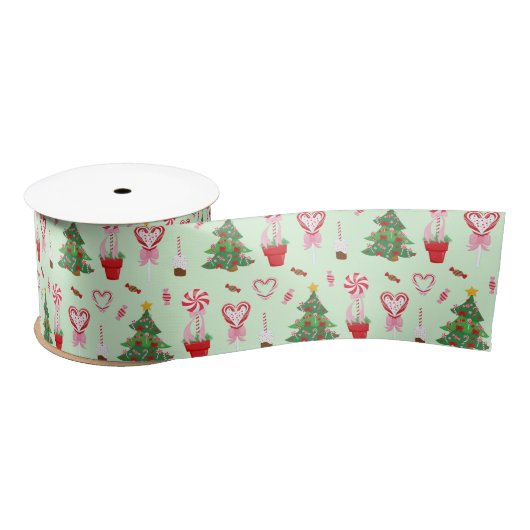Weihnachtskandy Trees Pattern Satinband (Spule)