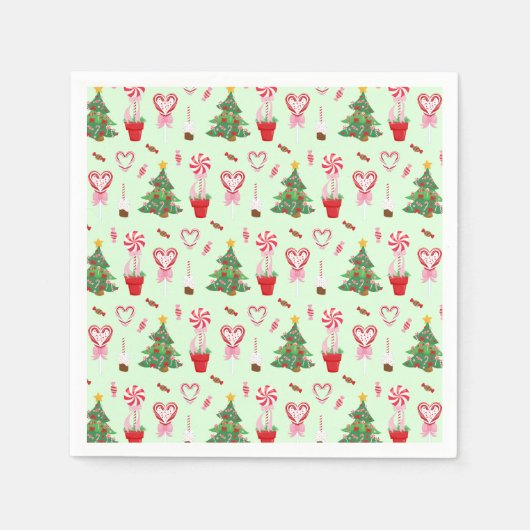 Weihnachtskandy Trees Pattern Serviette (Vorderseite)