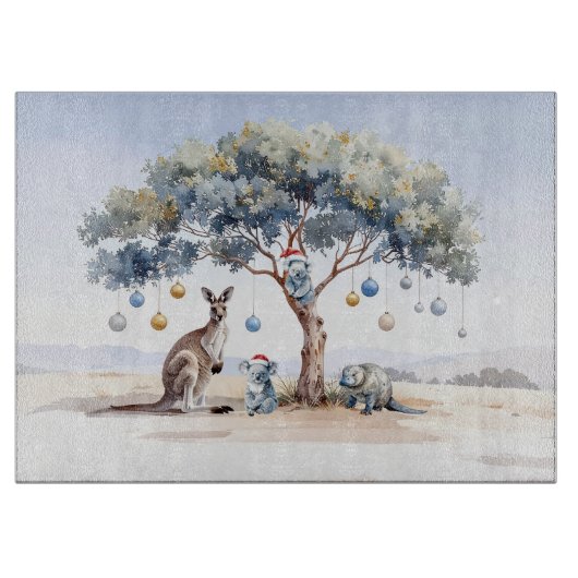 Weihnachtskänguru Koalas Schnabeltier Gummibaum Tr Schneidebrett (Vorderseite)
