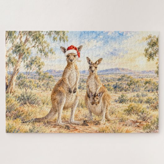 Weihnachtskänguru mit Santa-Hut Gumtree Puzzle (Horizontal)