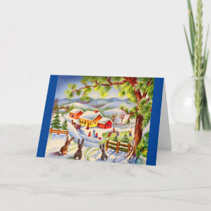 Weihnachtskaninchen beobachten Weihnachten Karte