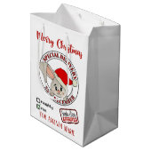 Weihnachtskaninchen, besondere Lieferung, Name Mittlere Geschenktüte (Rückseite Schrägansicht)