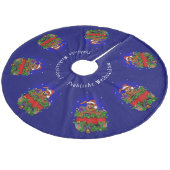 Weihnachtskaninchen , Fröhliche Weihnachten! Fleece Weihnachtsbaumdecke (Schrägansicht)