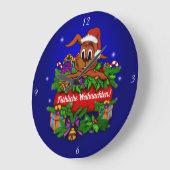 Weihnachtskaninchen , Fröhliche Weihnachten! Große Wanduhr (Winkel)