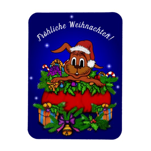 Weihnachtskaninchen , Fröhliche Weihnachten! Magnet (Vertikal)