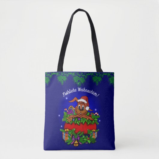 Weihnachtskaninchen , Fröhliche Weihnachten! Tasche (Vorderseite)