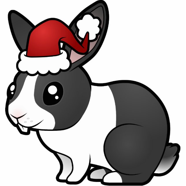 Weihnachtskaninchen (glattes Haar des uppy Ohrs) Fotoskulptur Ornament (Vorne)