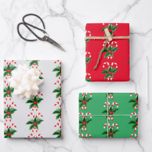 Weihnachtskaninchen & Holly Geschenkpapier Set