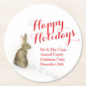 Weihnachtskaninchen in den runder pappuntersetzer (Vorderseite)