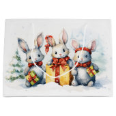 Weihnachtskaninchen mit Geschenken Große Geschenktüte (Vorderseite)