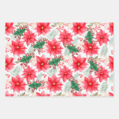 Weihnachtskaninchen & Poinsettias Umschlagpapier Geschenkpapier Set (Vorderseite 3)