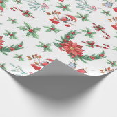 Weihnachtskaninchen und Holly Geschenkpapier (Ecke)