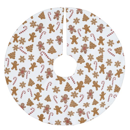 Weihnachtskaninchen und Lebkuchen Männer Polyester Weihnachtsbaumdecke (Vorderseite)