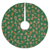 Weihnachtskaninchen und Lebkuchen Polyester Weihnachtsbaumdecke (Vorderseite)