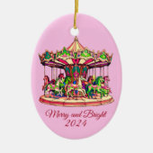 Weihnachtskanzel in Candy Streifen Keramik Ornament (Vorne)