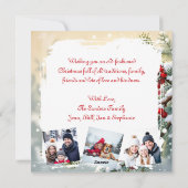Weihnachtskardinal auf Kiefernzweig personalisiert Feiertagskarte (Rückseite)