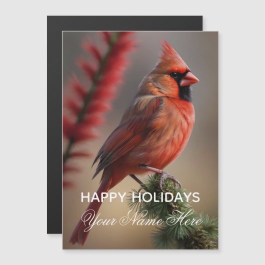 Weihnachtskardinal Personalisierte Foto-Magnetkart Magnetkarte (Vorne/Hinten)