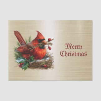 Weihnachtskardinal Rote Vögel Blumen Feiertage Par Seidenpapier