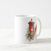 Weihnachtskardinal und roter Briefkasten Kaffeetasse (VorderseiteRechts)