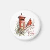 Weihnachtskardinal und roter Briefkasten Magnet (Vorne)
