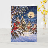 Weihnachtskardinal und Winterbaum-Chor Karte (Gelbe Blume)