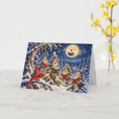 Weihnachtskardinal und Winterbaum-Chor Karte (Gelbe Blume)